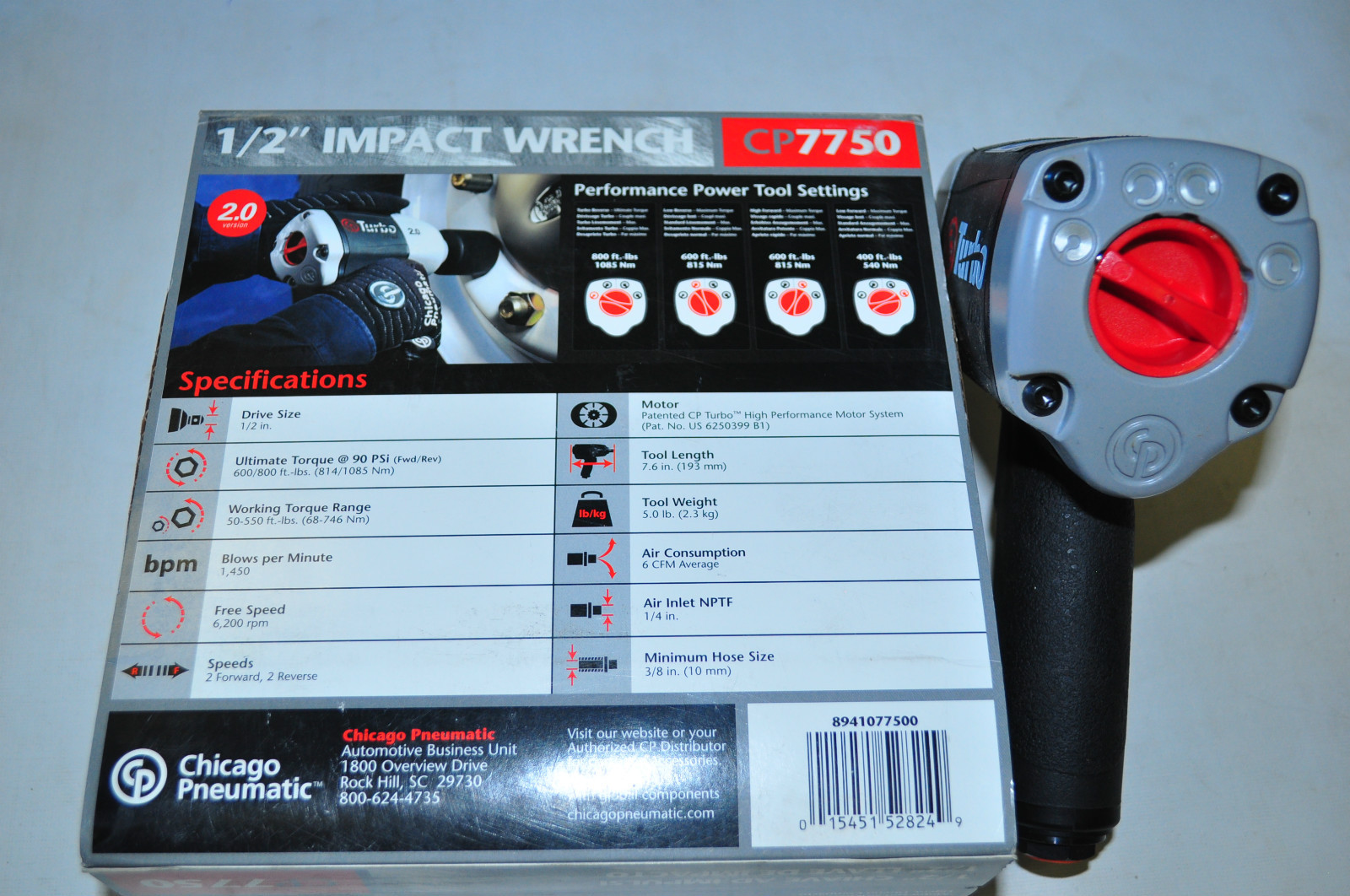 1/2" DR AIR IMPACT WRENCH 800 ft lbs CHICAGO PNEUMATIC CP7750 Made in USA - Image 13
