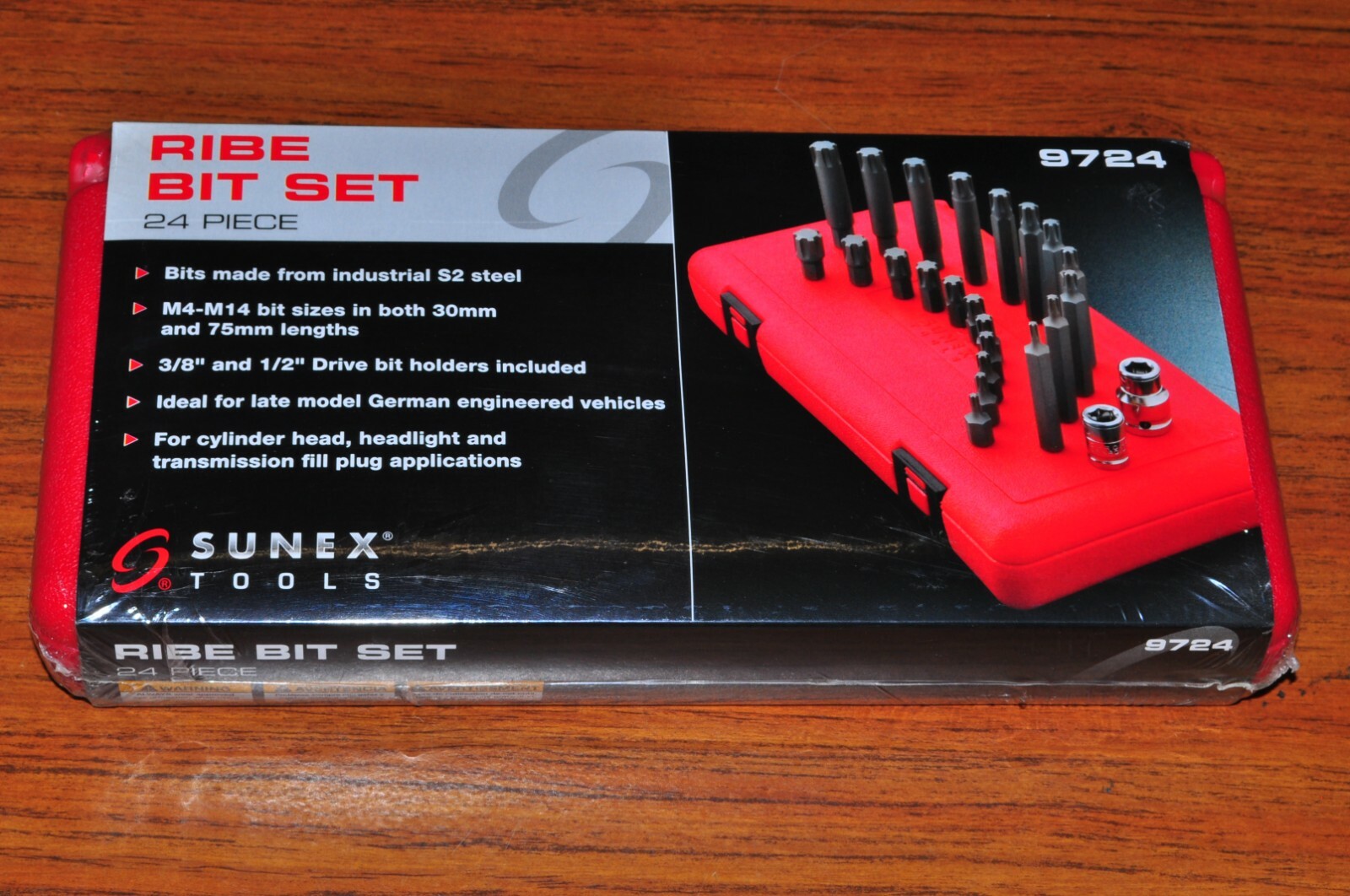 24pc Ribe Bit Set M4-M14 bit 3/8" Dr. and 1/2" Dr. bit holders Sunex 9724