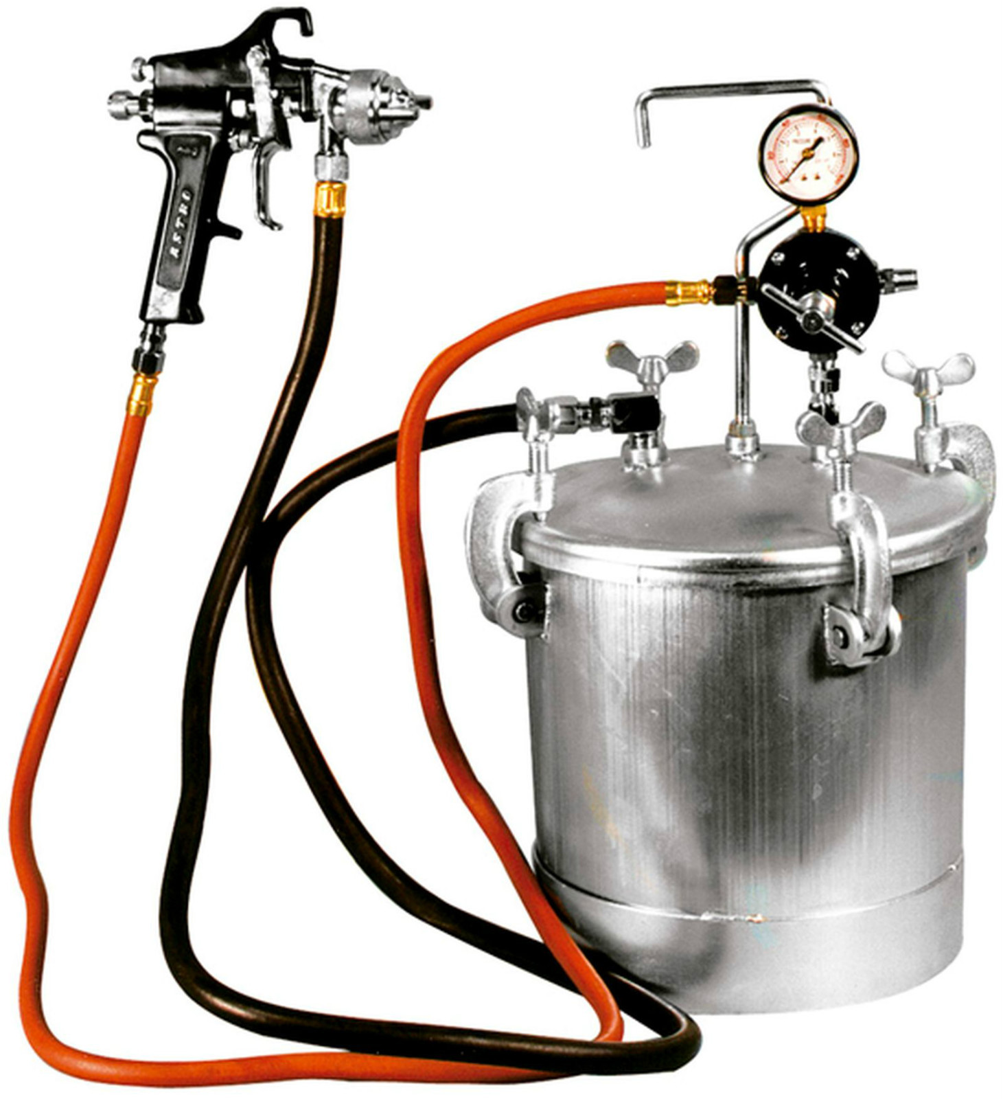 Astro Pneumatic 2-1/4 Gal Pressure Pot Tank w/ Spray Gun & 12 Ft Hose PT2-4GH