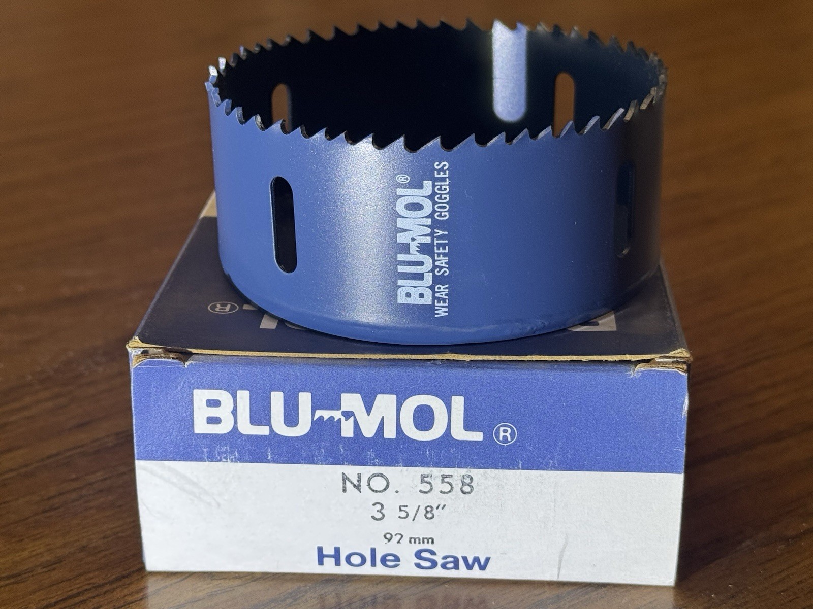 Blu-Mol 558 3-5/8 inch BI-METAL Hole Saw Shatterproof 1-3/8"Cutting Depth USA
