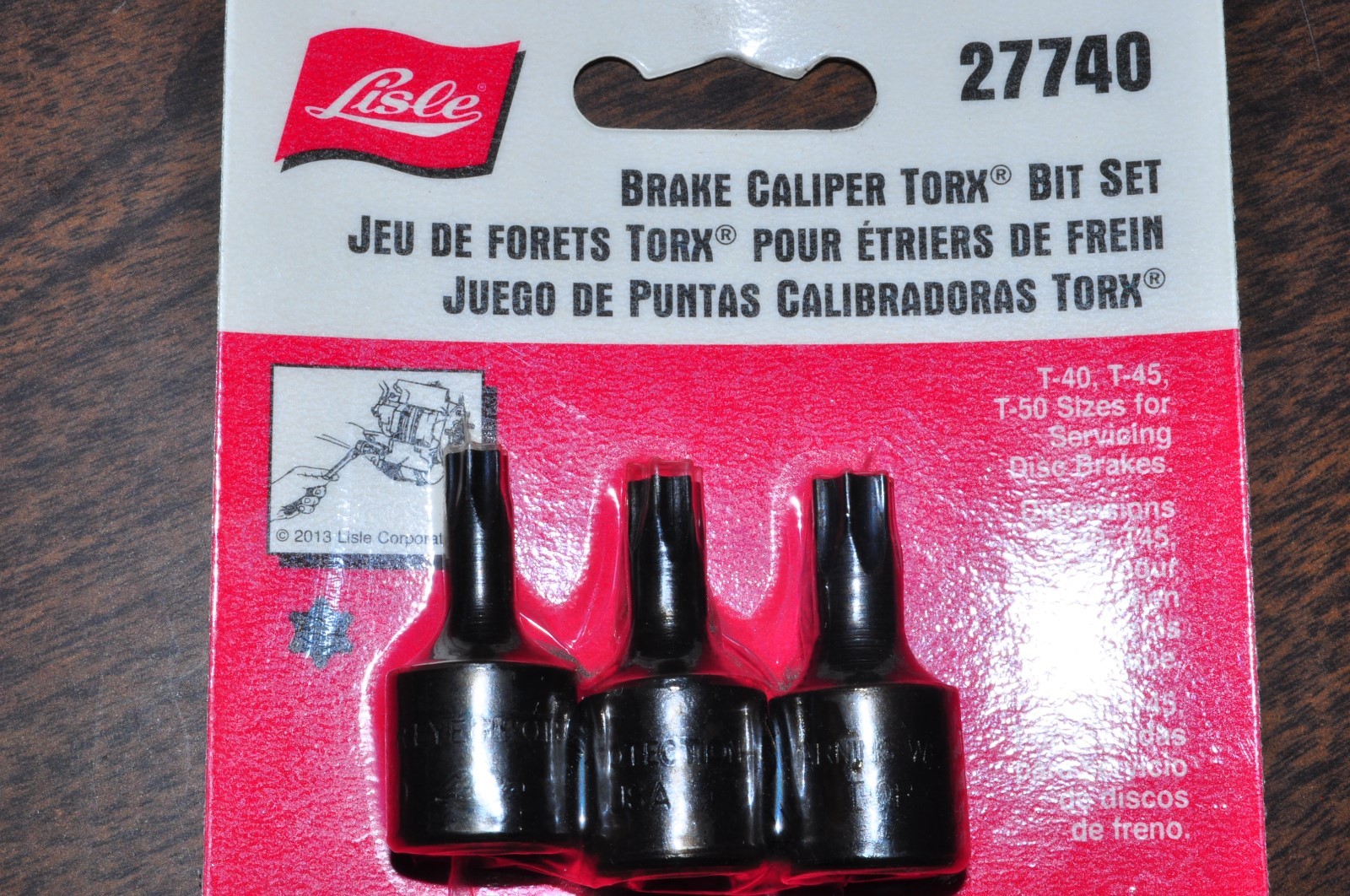 Brake Caliper Torx Bit Set T-40, T-45, & T-50 -GM FORD Lisle 27740 Made in USA