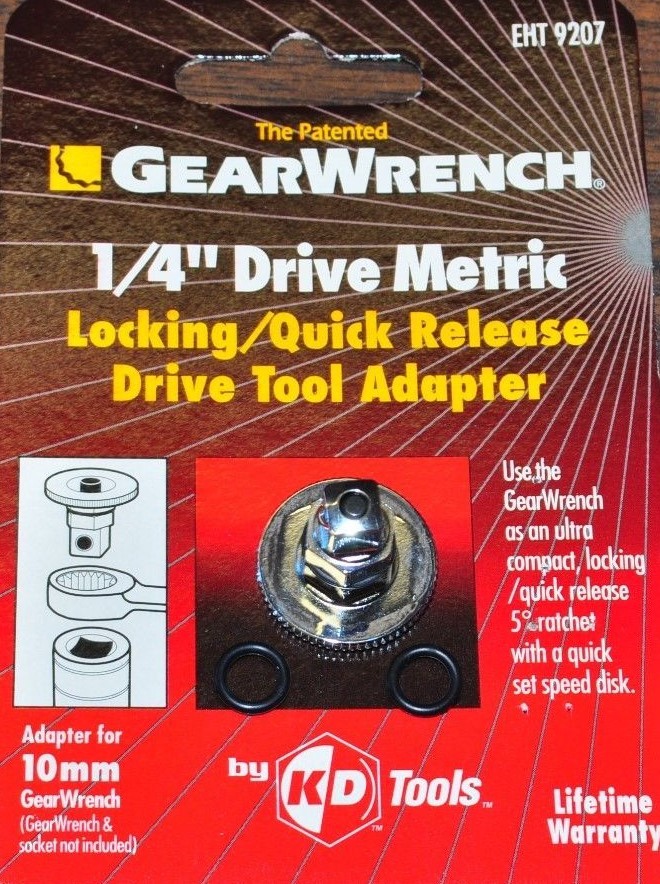 Danaher KD 9207 Wrench Drive Adapter 10mm Hex to 1/4" Drive Square w/speed wheel