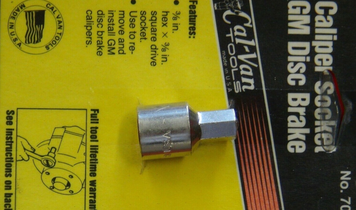 GM CALIPER SOCKET 3/8" HEX AND 3/8" SQUARE DRIVE CALVAN 704 MADE IN USA