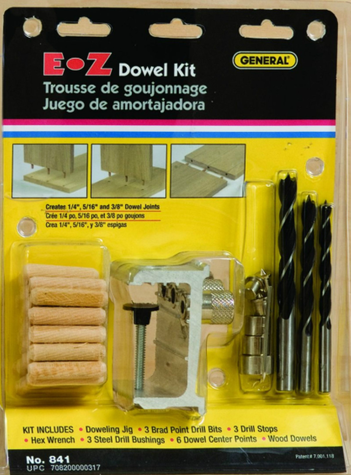 General 841 EZ - Dowel Kit Creates 1/4", 5/16" and 3/8" Inches  Dowel Joints