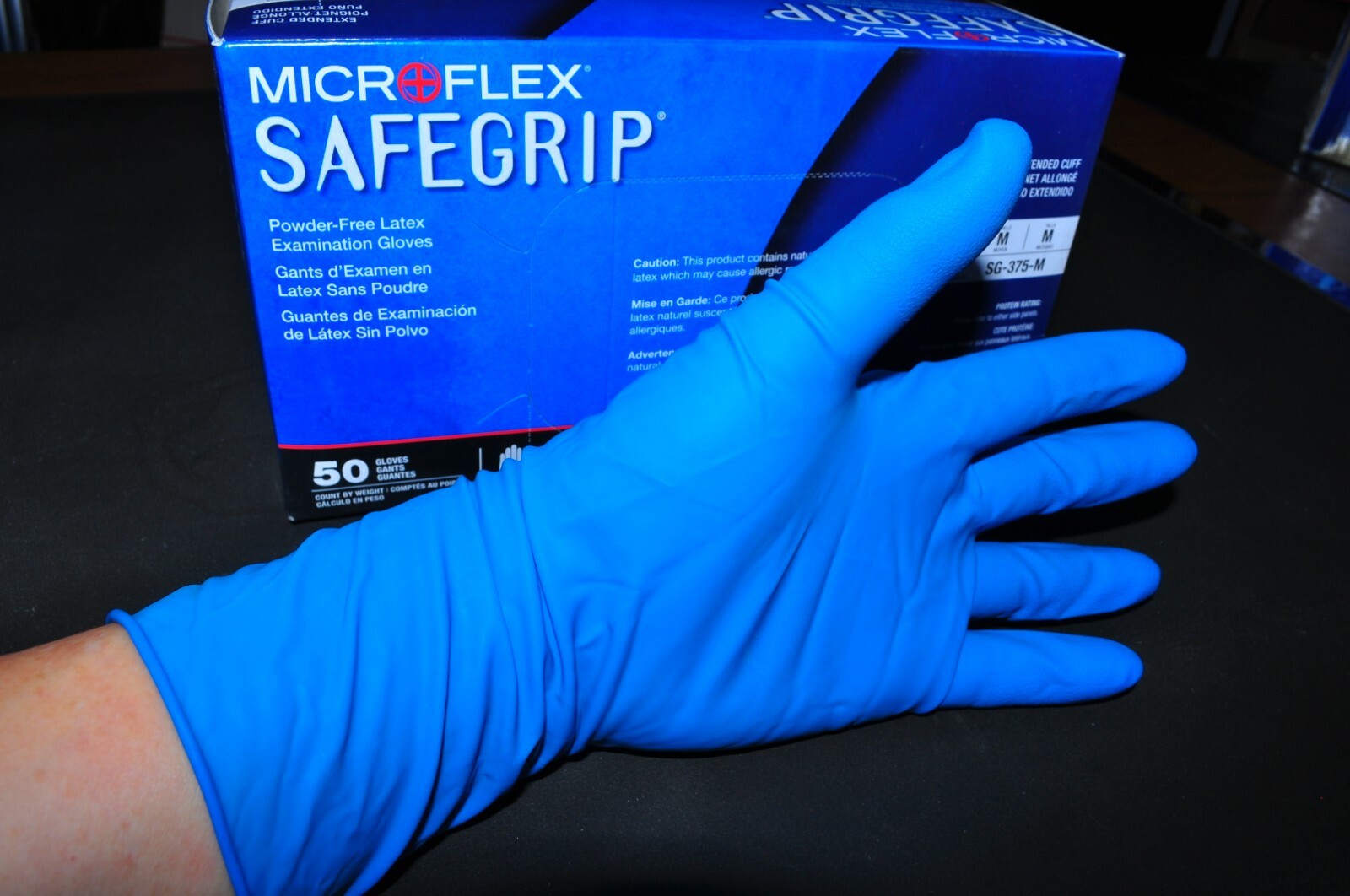 Gloves Microflex Safegrip SG-375M Latex Extended Cuff, Exam-Grade,Medium 50 Pack