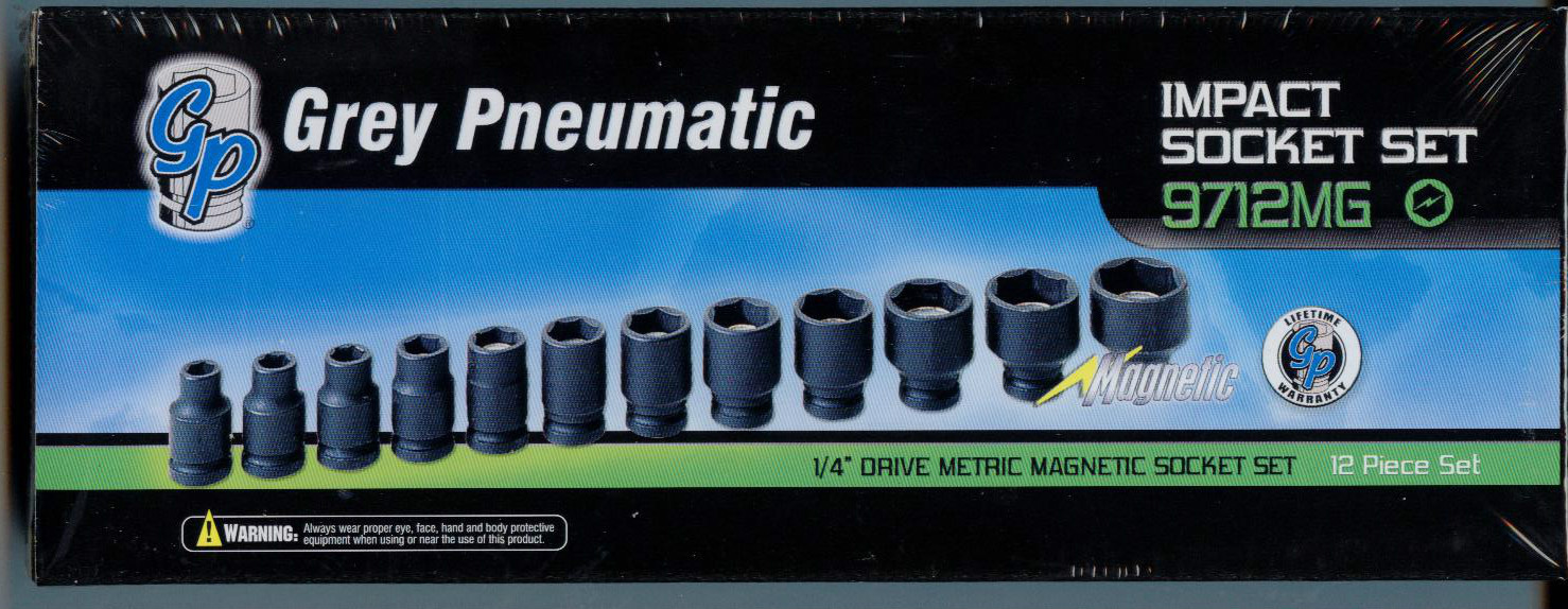 Grey Pneumatic 9712MG 1/4" Drive Shallow 5MM-15MM  Magnetic Impact Socket Set