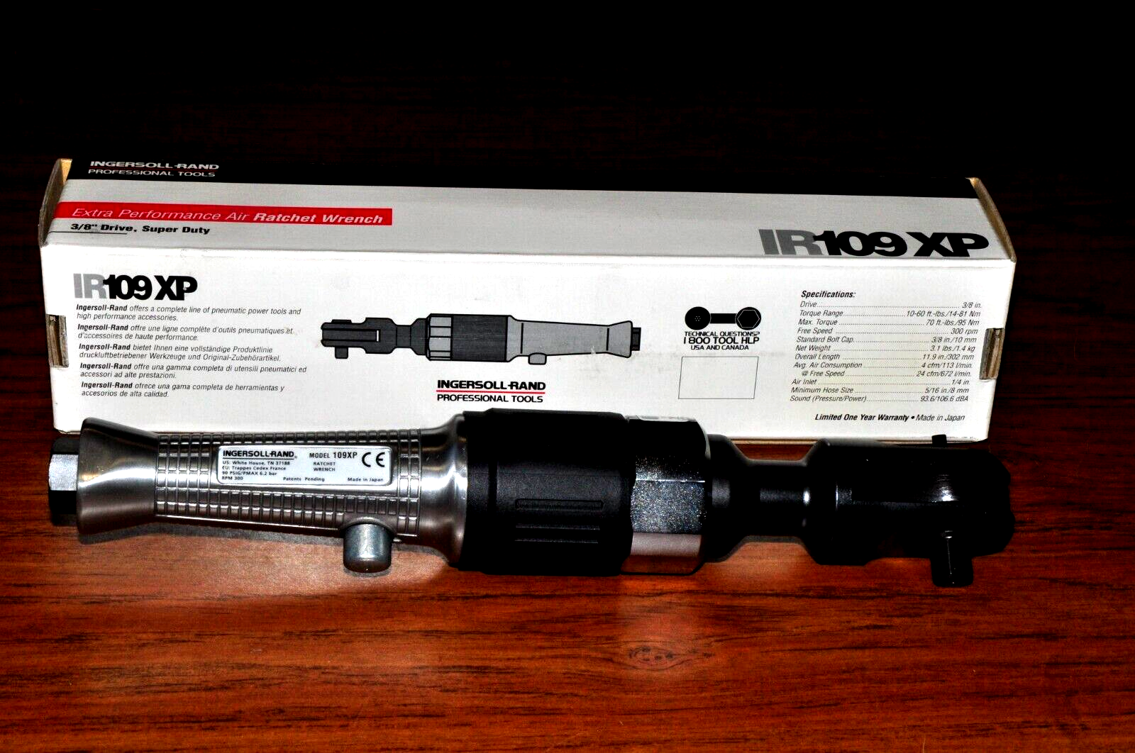 Ingersoll Rand 109XP 3/8" Air Ratchet Wrench, 70 ft-lb 300 RPM Made in Japan