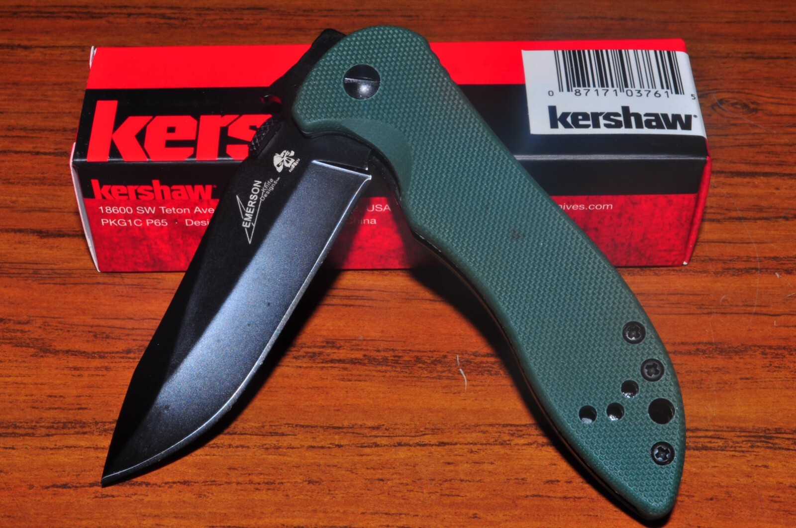 KERSHAW  KNIFE 6074OLBLK CQC-5K DESIGNED BY EMERSON OLIVE DRAB CLIP POINT BLADE