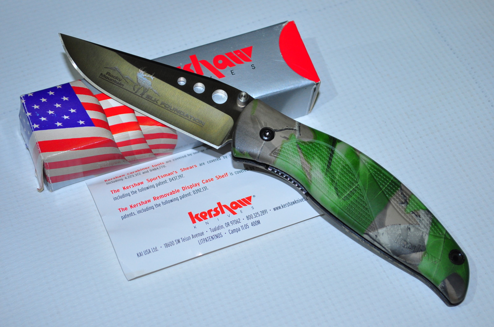 Kershaw 1560REMF Rocky Mountain Elk Foundation Camo Whirlwind  Knife RealTree HD