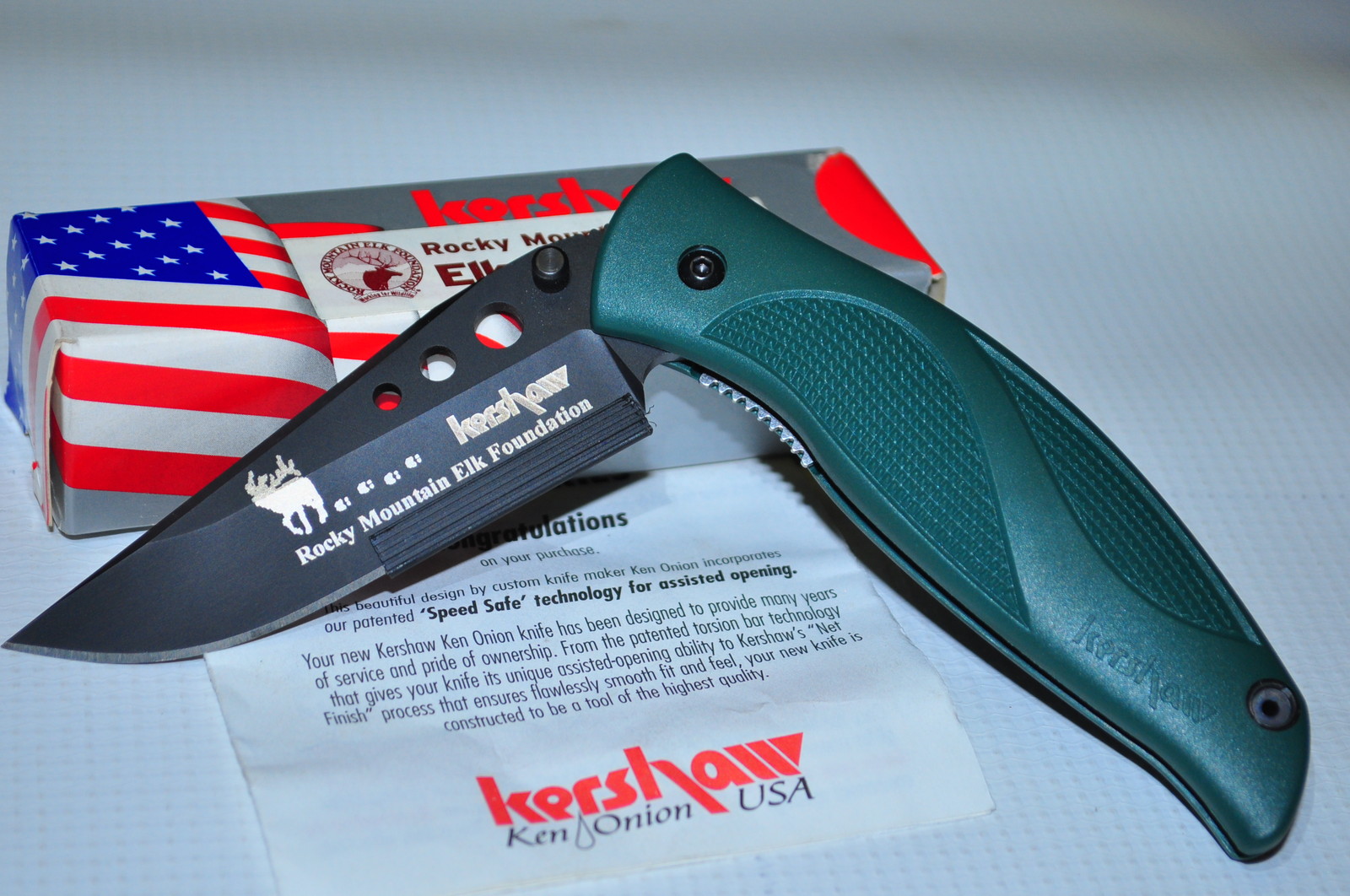Kershaw 1560RM Rocky Mountain Elk Foundation Whirlwind  Knife Plain Edge MAY 02