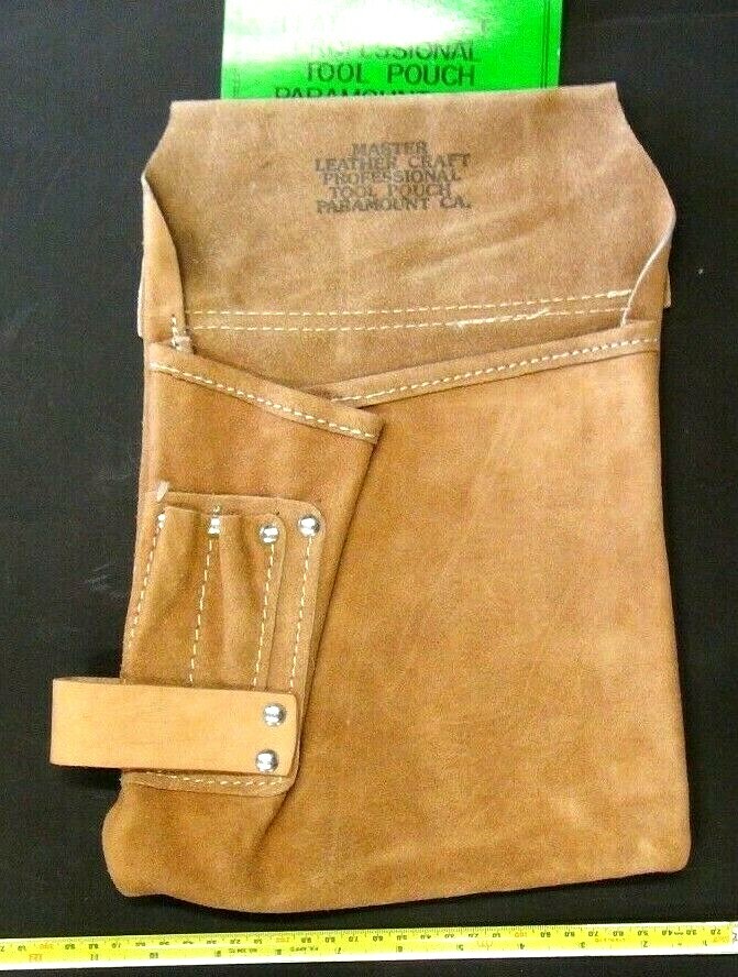 LEATHER Carpenter Construction Electrician Nail & Tool Left pouch Bag Mas RF344L