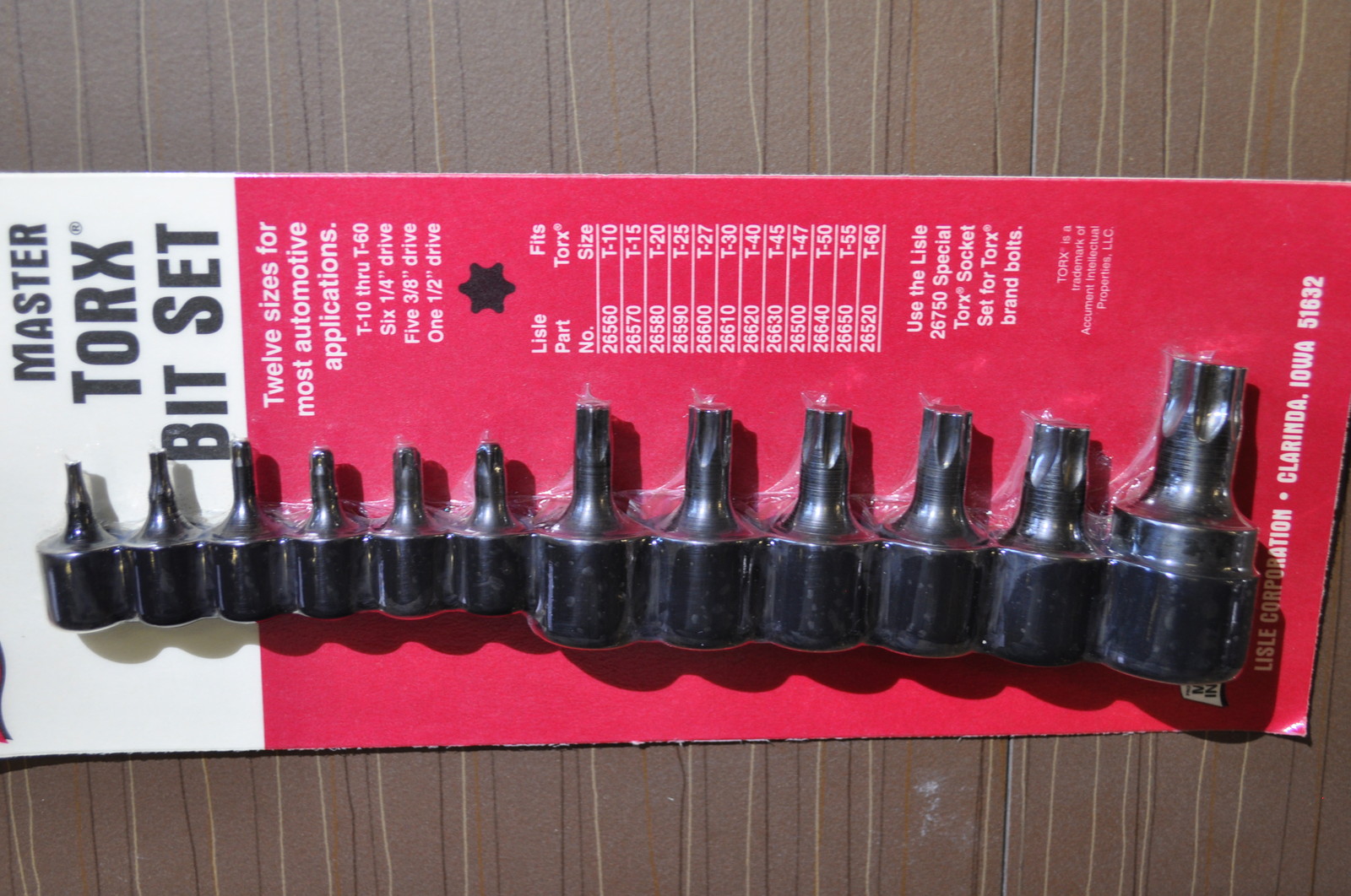 Lisle 27200 12 Pc. Torx® Socket Set T-10 to T-60 Made in USA