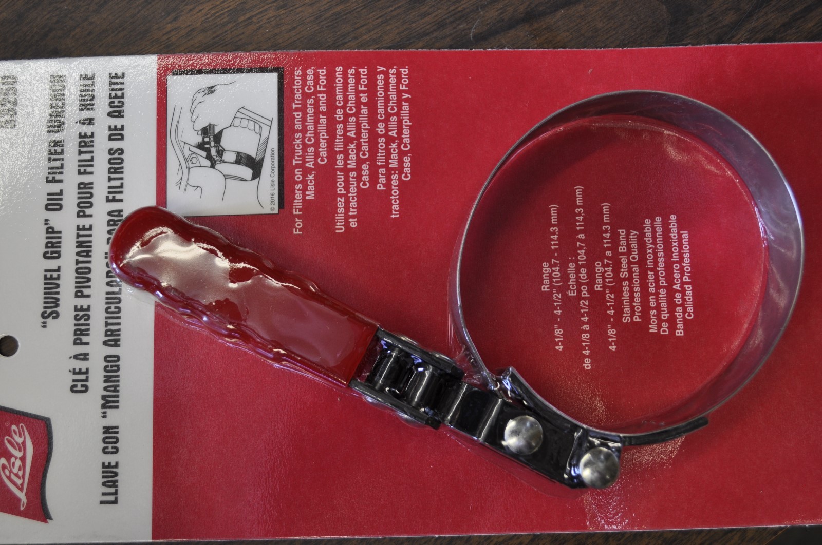 Lisle 53250 Large "Swivel Grip" Oil Filter Wrench Range 4 1/8" to 4 1/2" USA