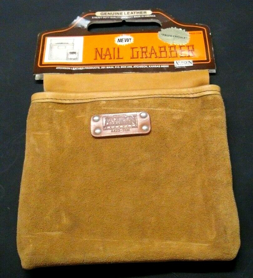 MAGNETIC NAIL GRABBER TOP GRAIN COWHIDE LEATHER BAG POUCH ATCHISON A422-TEM USA