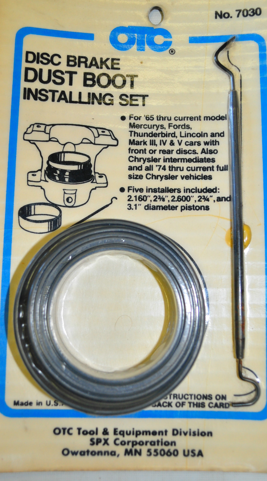 OTC 7030 DISC BRAKE DUST BOOT INSTALLING SET FORDS,MERCURYS MADE IN USA