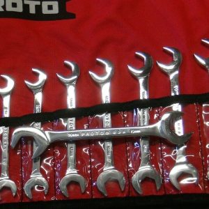 PROTO J3100M 11 PC FULL POLISH METRIC ANGLE OPEN-END 15°, 60° WRENCH SET 9 -19MM