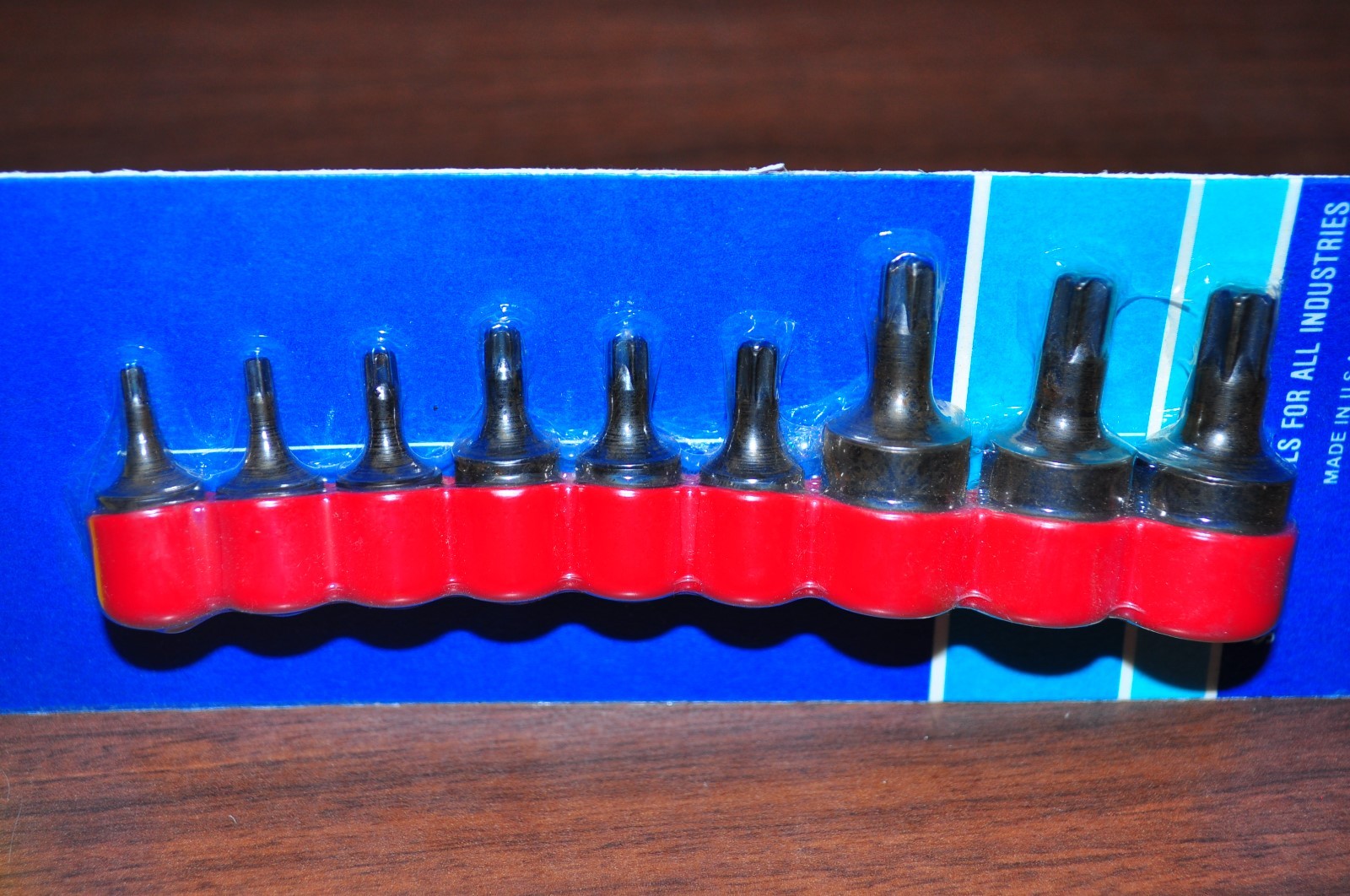 Torx Driver Set 9 Pc T10, T15, T20, T25, T27, T30, T40, T45, T50 in holder USA