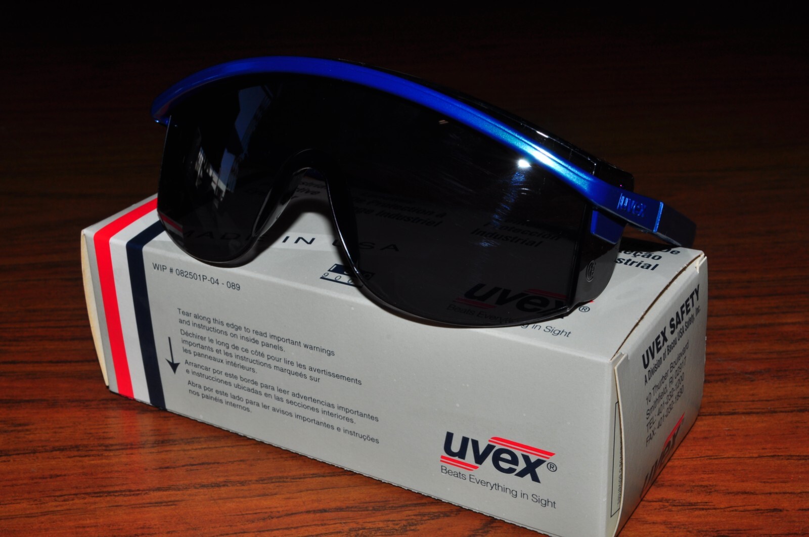 Uvex Astrospec Gray Lens Blue Frame Ultra Hard Coat Sun Safety Glasses  S130 US