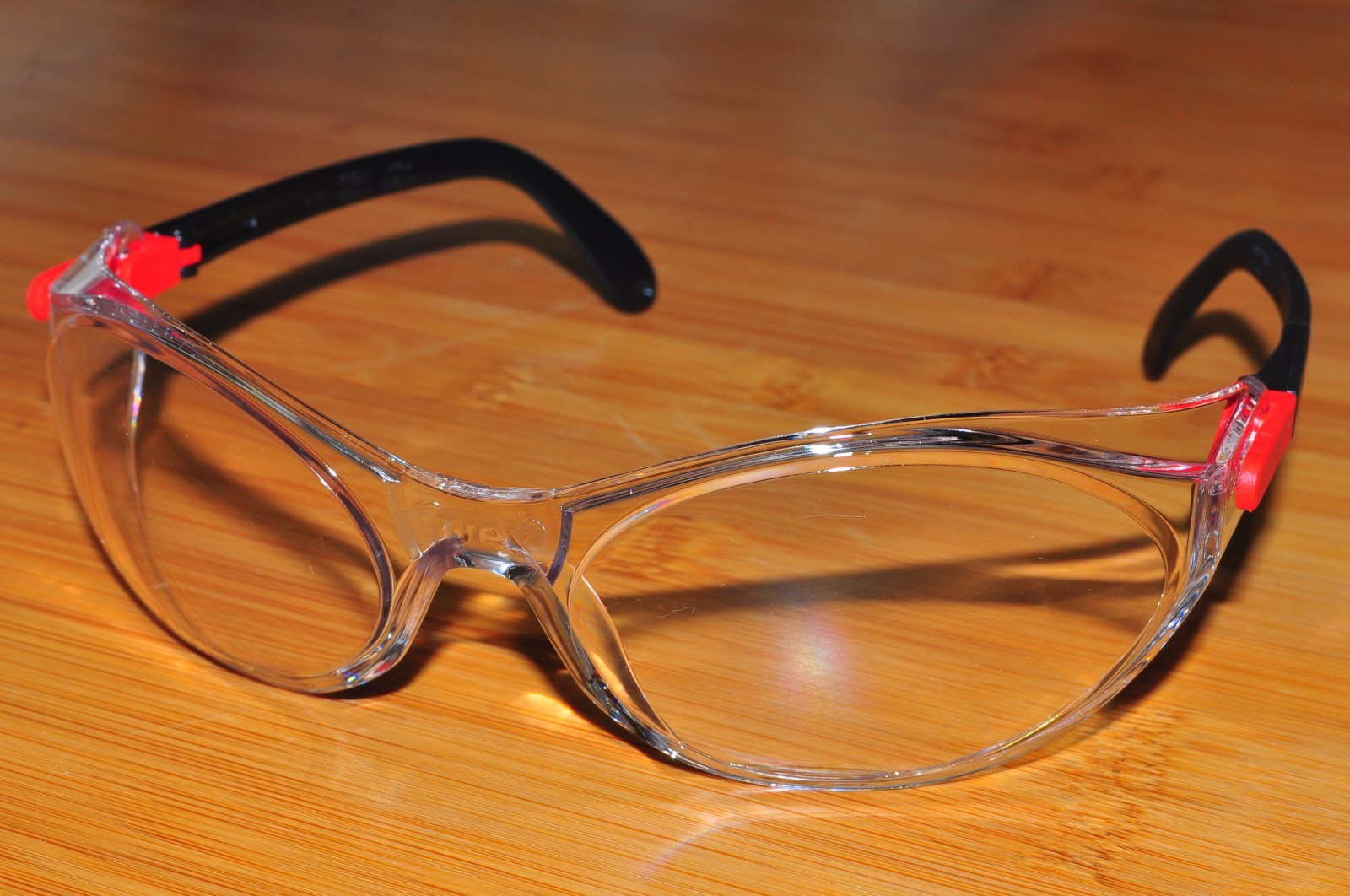 Uvex Eyewear Safety Glasses Bandido S1700 Hot Red Black Frame Clear lens ultradu
