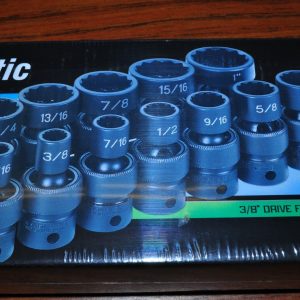 3/8" 12PT SAE UNIVERSAL IMPACT SET 5/16" thru 1"  12 Pcs Grey Pneumatic 1612U