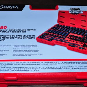 3/8" Drive Master Impact Socket Set, 80 Piece Set Sunex 3580