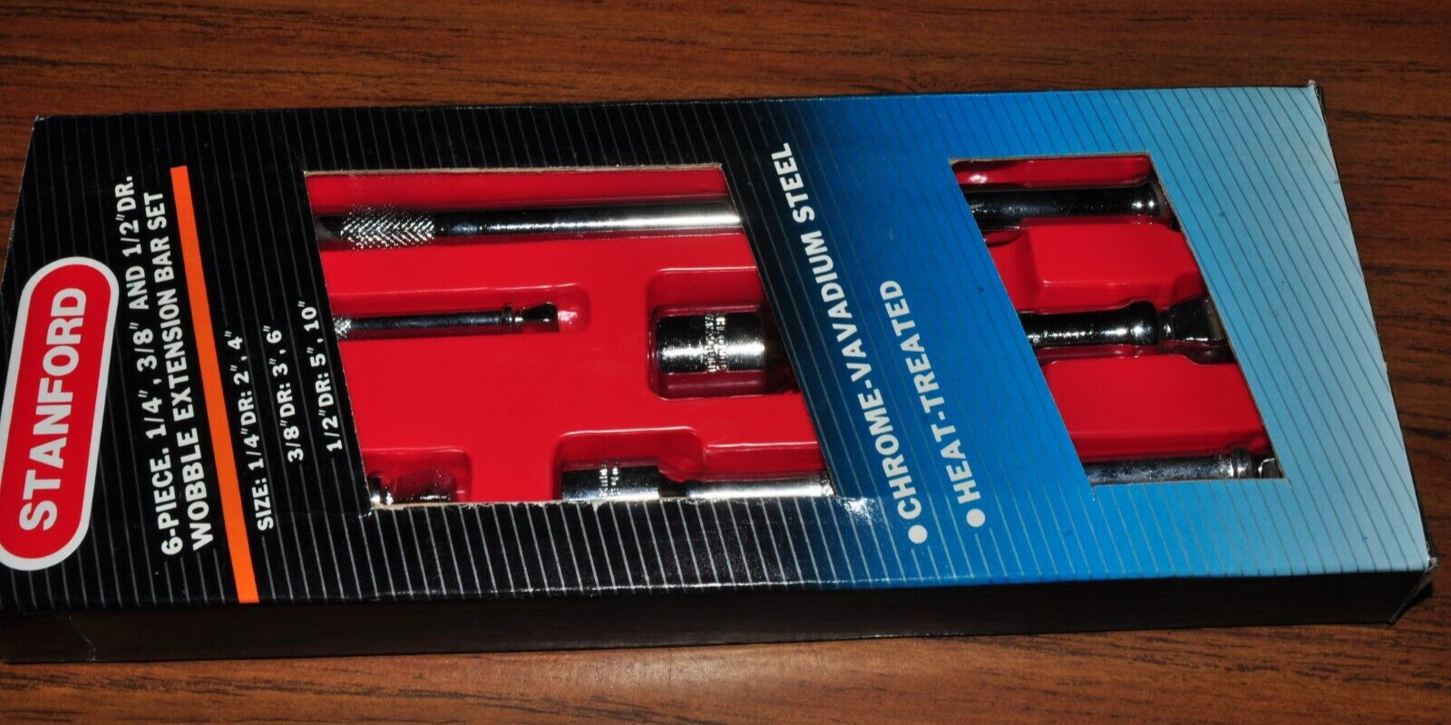6P WOBBLE EXTENSION BAR,1/4" 3/8" 1/2" Dr HEAT DROP FORGED CHROME VANADIUM STEEL