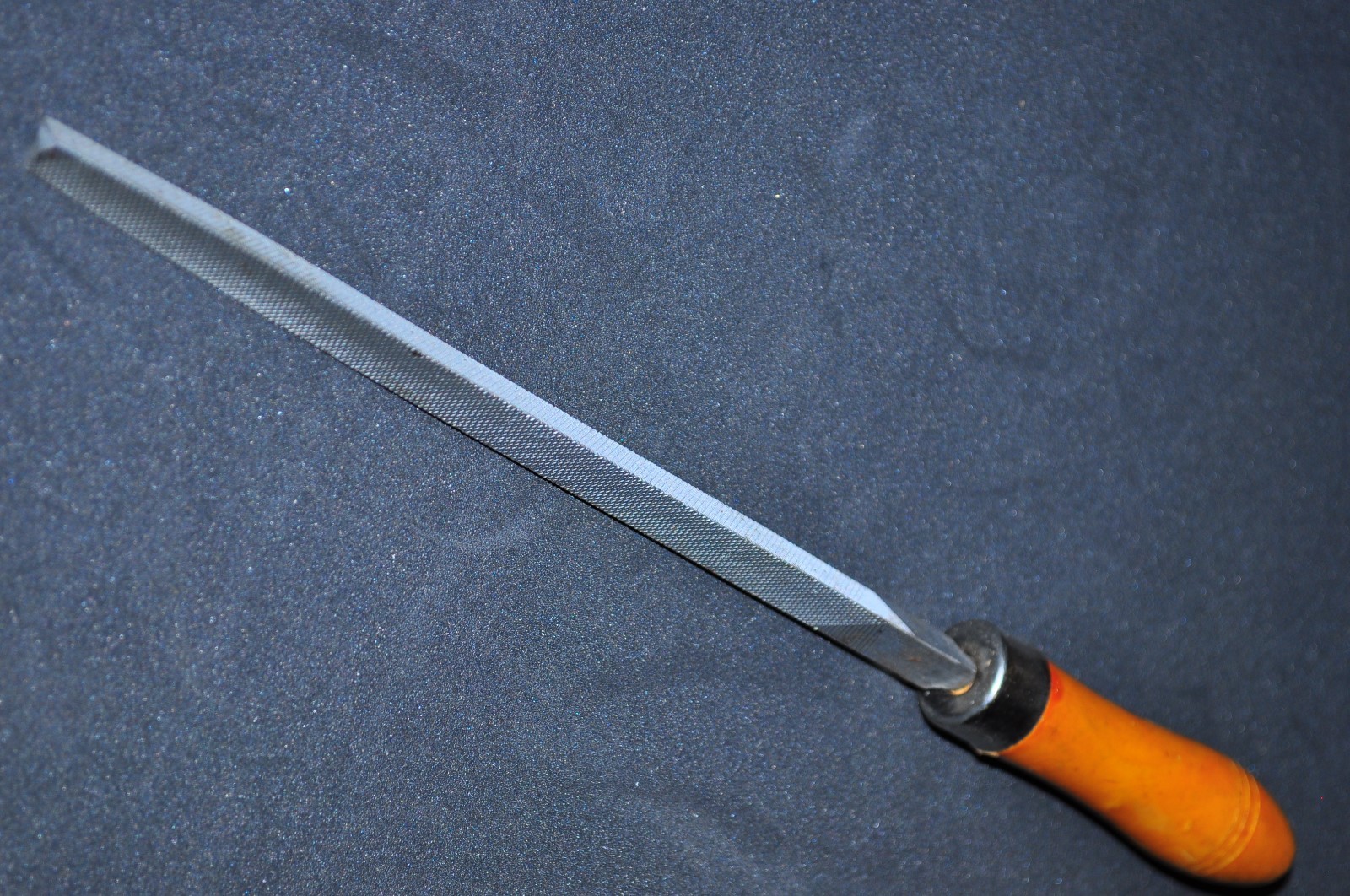 8-in Triangle Steel File Double cut Blade with wood handle Overall length 12"