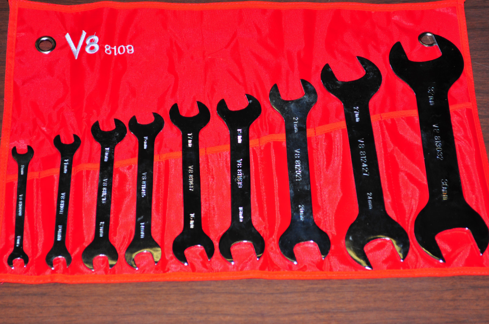 9 PCS METRIC SUPER THIN WRENCH DOUBLE OPEN END 8 MM TO 32 MM POLISH FORGE ALLOY