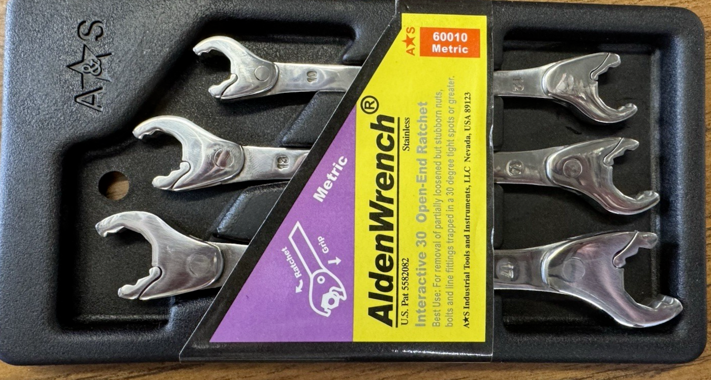 ALDEN WRENCH 3pce Open End Ratchet Set Metric (Double Head) 10-17MM