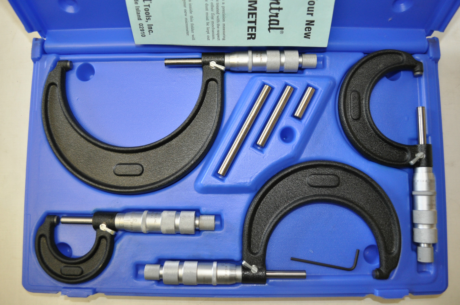 Central Tools 6152 Micrometers 4 PcsSet (4) 0-4 inch .0001in Grad Made in USA