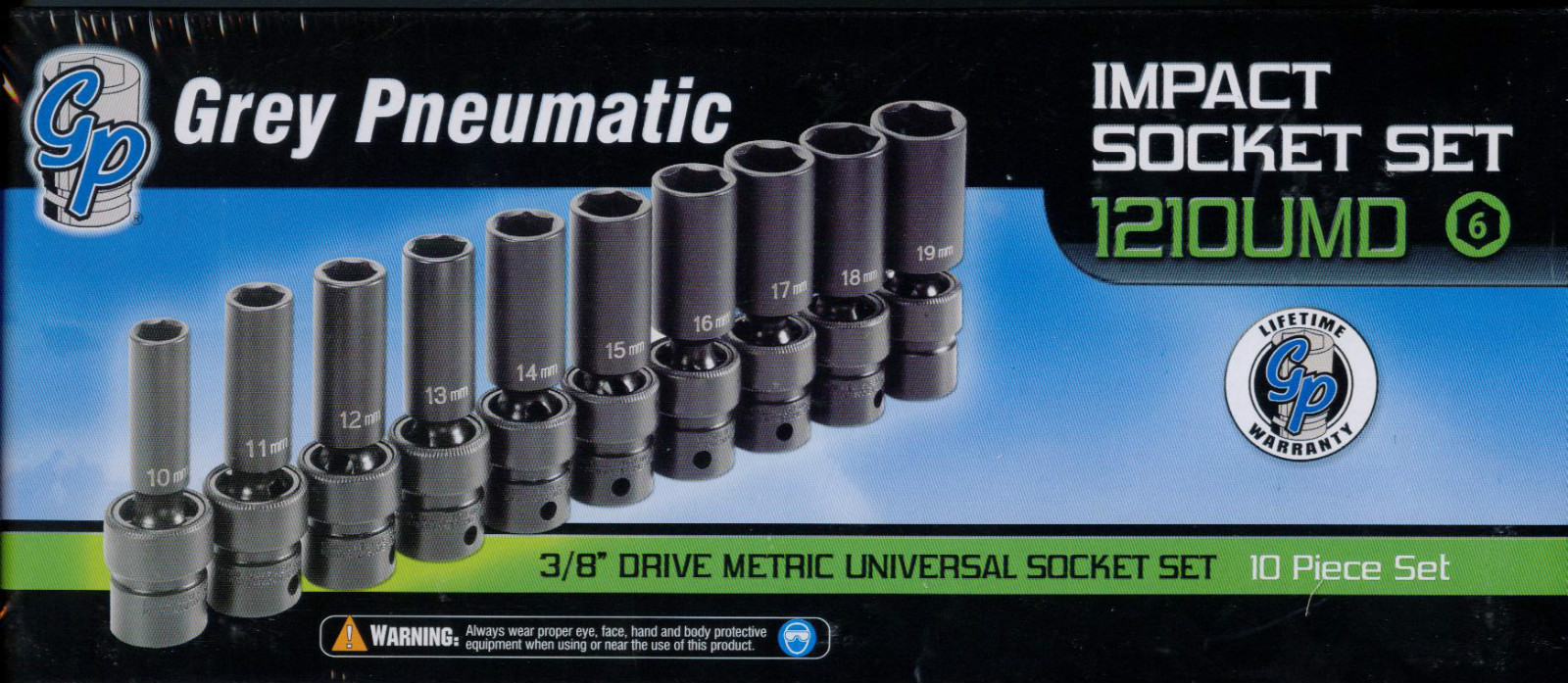 Grey Pneumatic (1210UMD)10 Piece 3/8" Drive Deep Impact Metric Universal Set