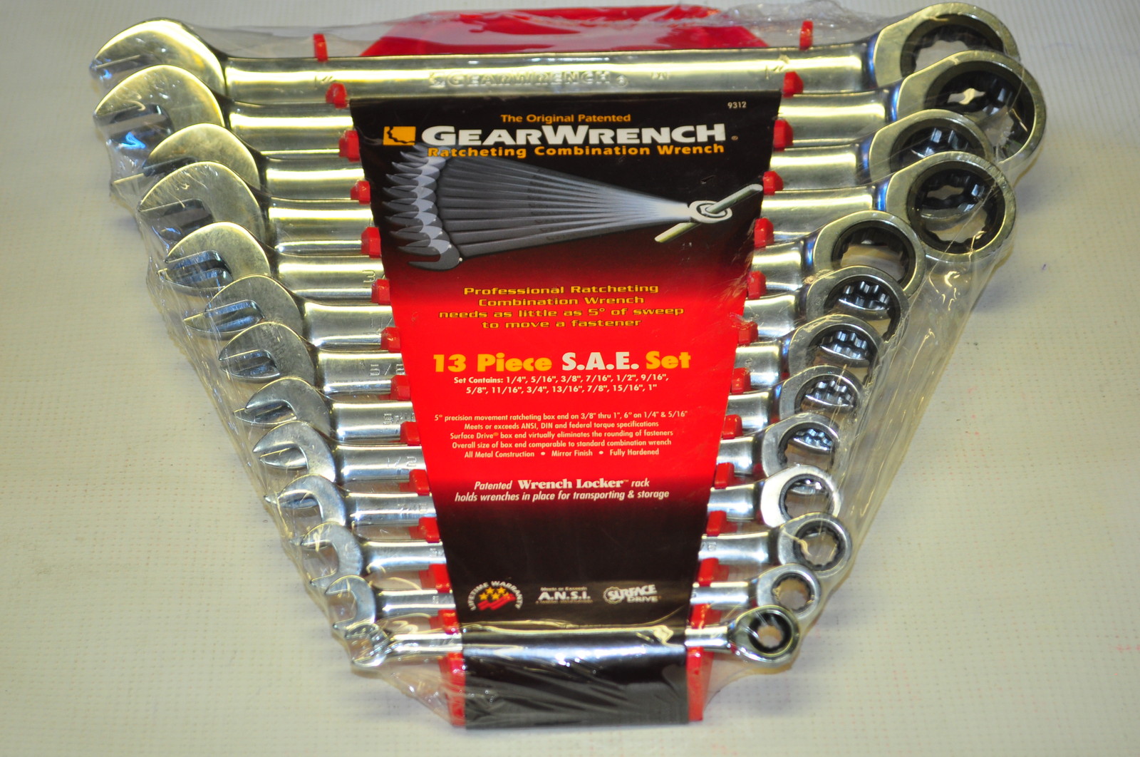 K-D Tools 9312 13 Piece SAE Master Combination Gear Wrench Set 1/4" to 1"