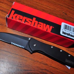 Kershaw Knives Black Matte Leek Spring Assisted Pocket Knife Serated #1660CKTST
