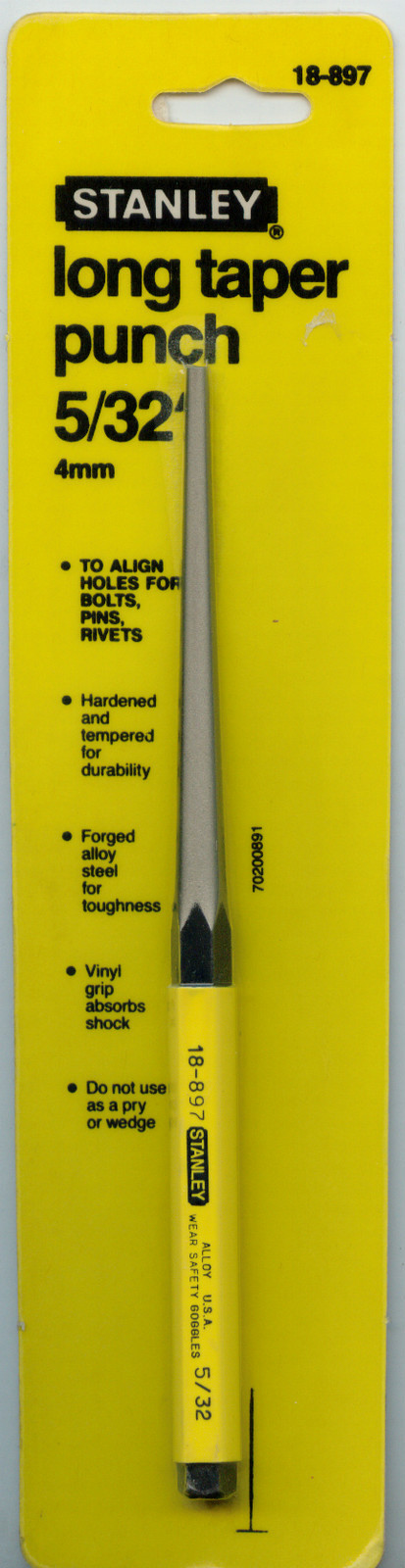 LONG TAPER PUNCH ALIGN PUNCH 5/32" INCH OR 4MM 8" INCH  LONG MADE IN USA