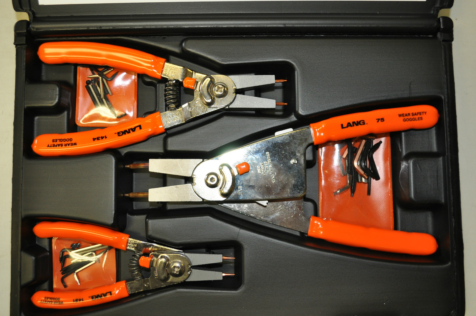 Lang 1465 Snap Ring Pliers 3 Piece Quick Switch Retaining Ring Pliers Set USA