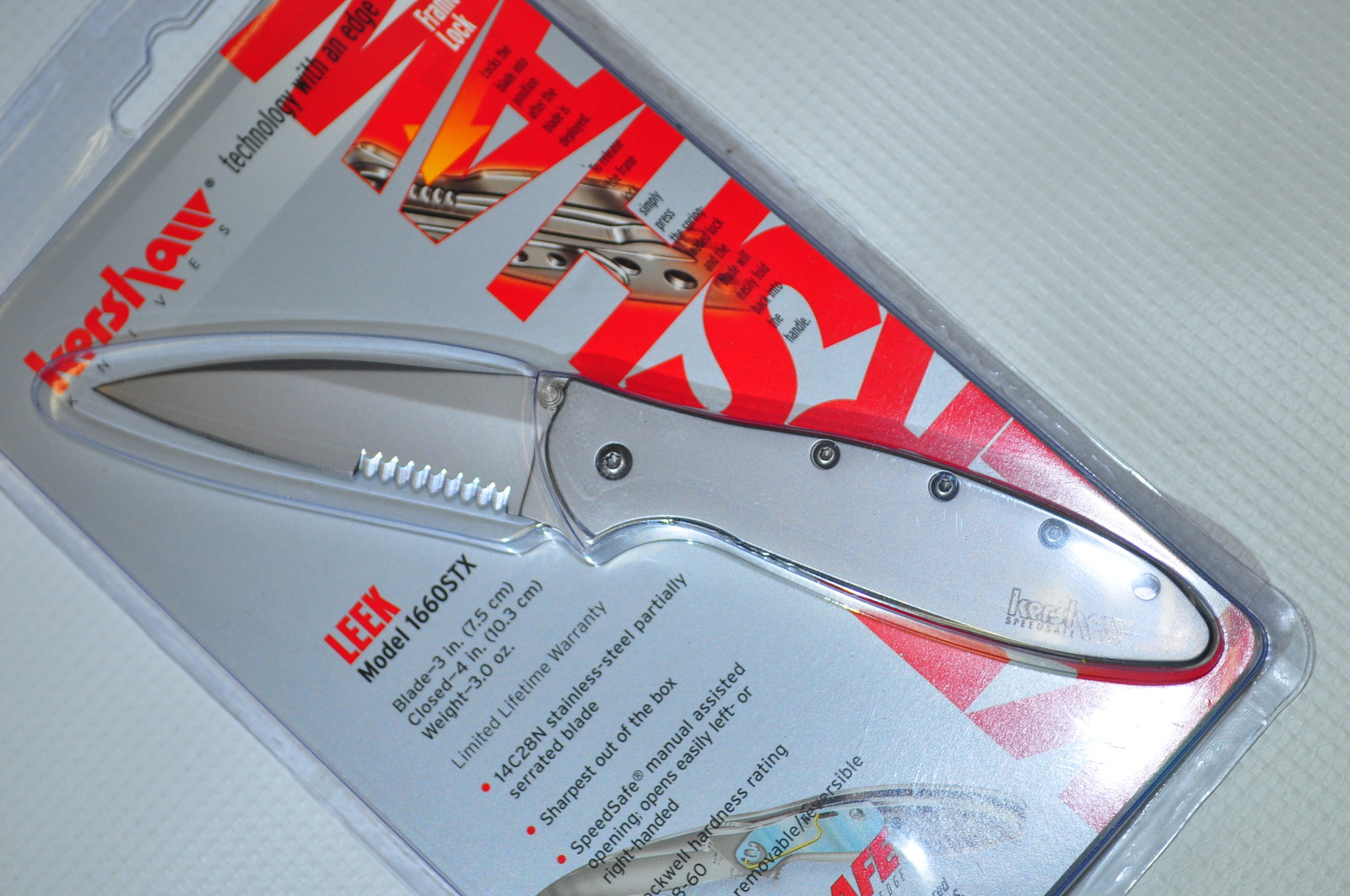 Leek Assisted 3" Sandvik Serrat Blade Stainless Steel Handle Kershaw 1660ST USA