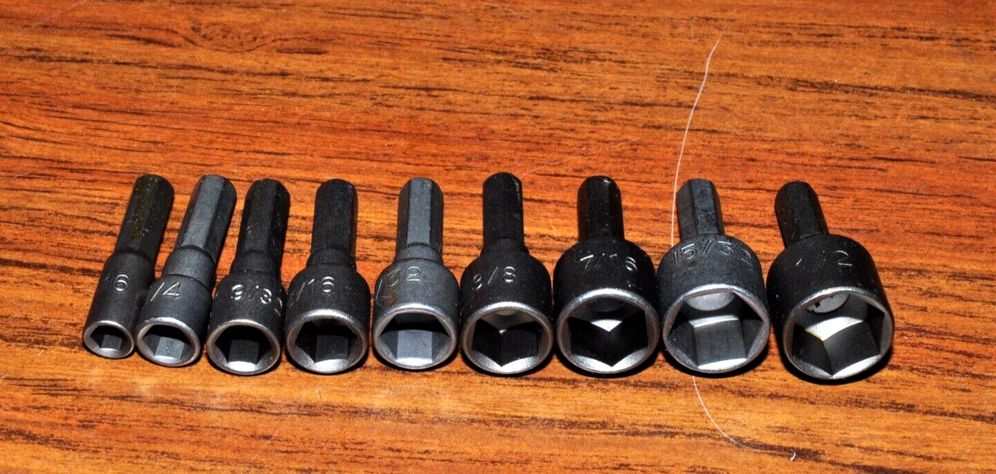 Nut Driver 3/16".1/4".9/32",5/16".11/32",3/8".7/16".15/32, 1/2" in 1/4"hex shank