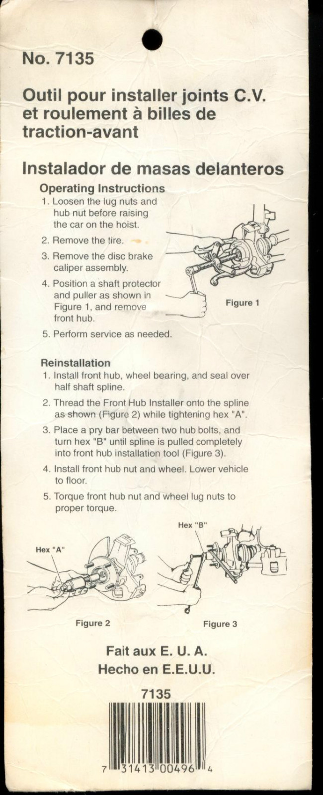 OTC 7135 Front Hub Installer Made in USA Brand New In Original Packing - Image 5