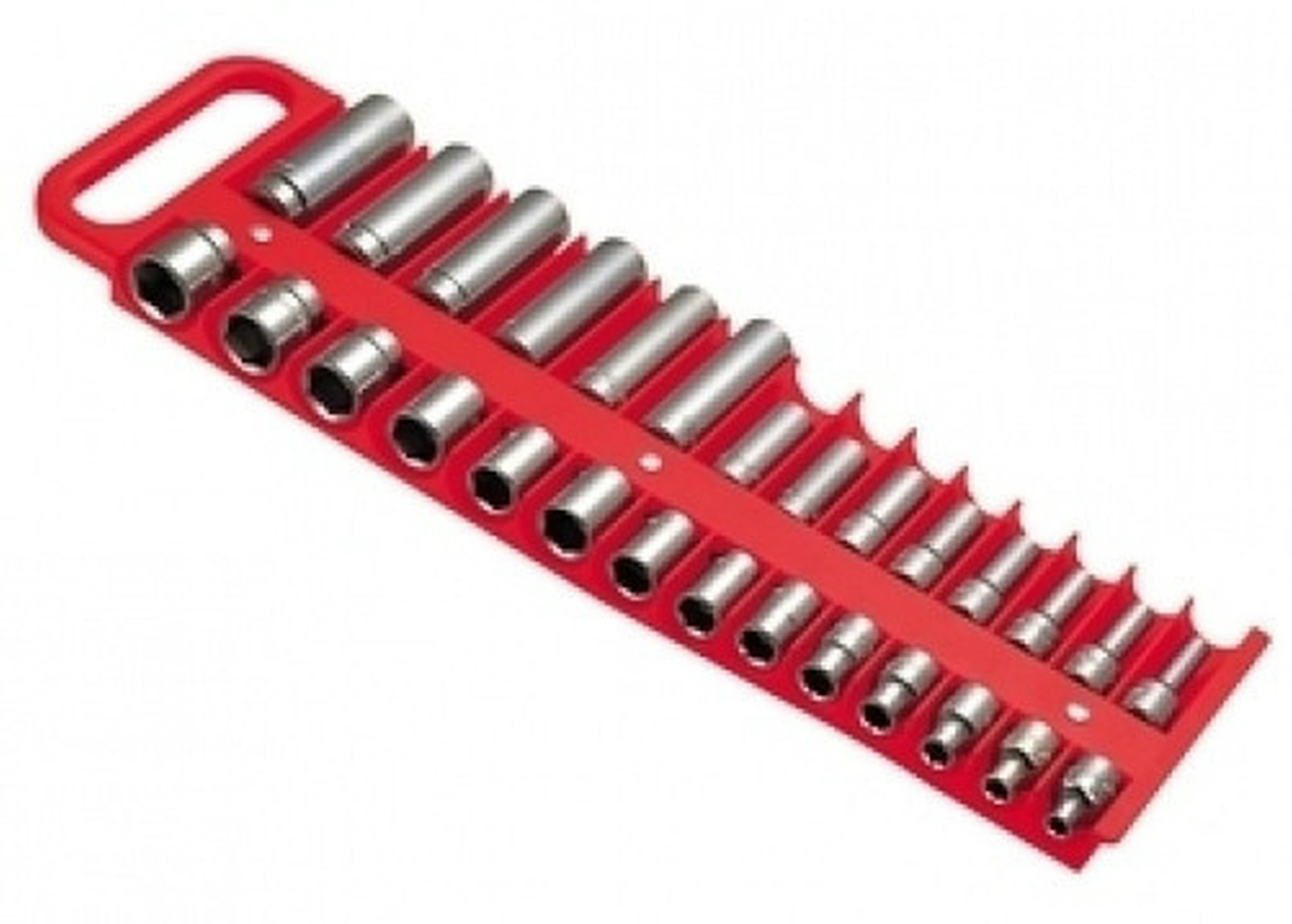 PLASTIC 3/8" DR DRIVE MAGNETIC SOCKET ORGANIZER STORAGE RACK HOLDER TRAY TOOLRED