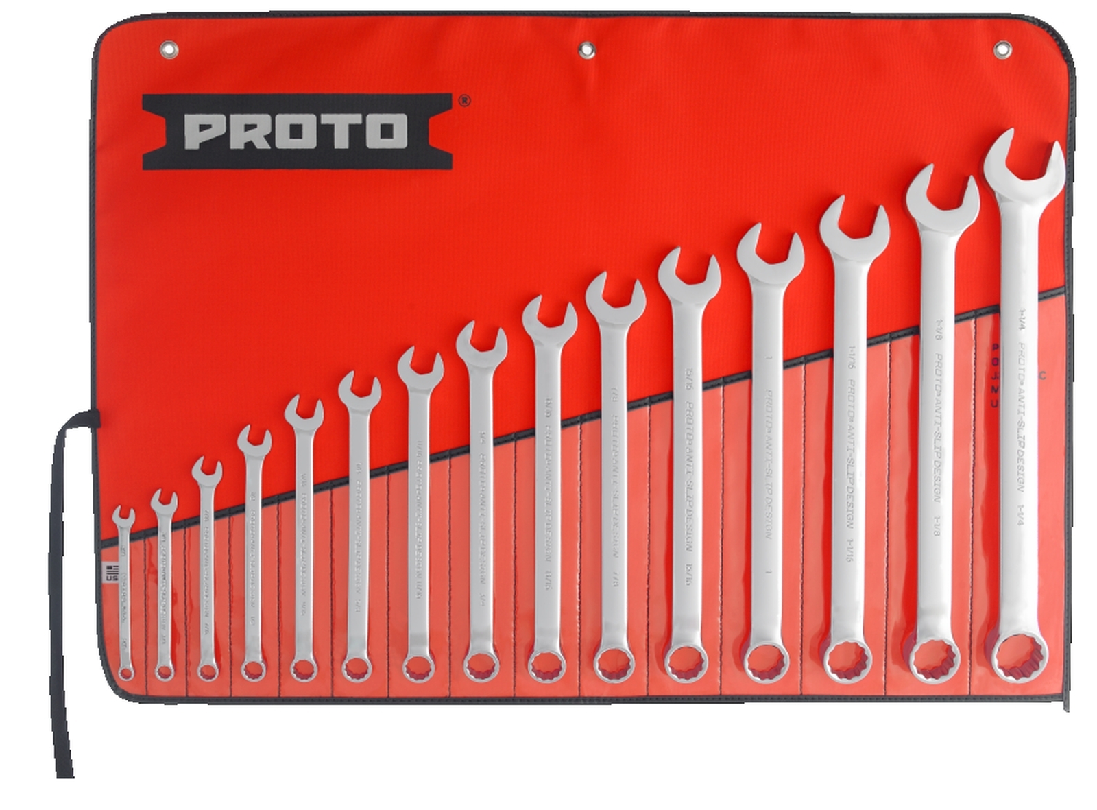 Proto® J1200F-T500 15 Pcs Polish Combination ASD Wrench 12 Pt 3/8"THRU 1-1/4