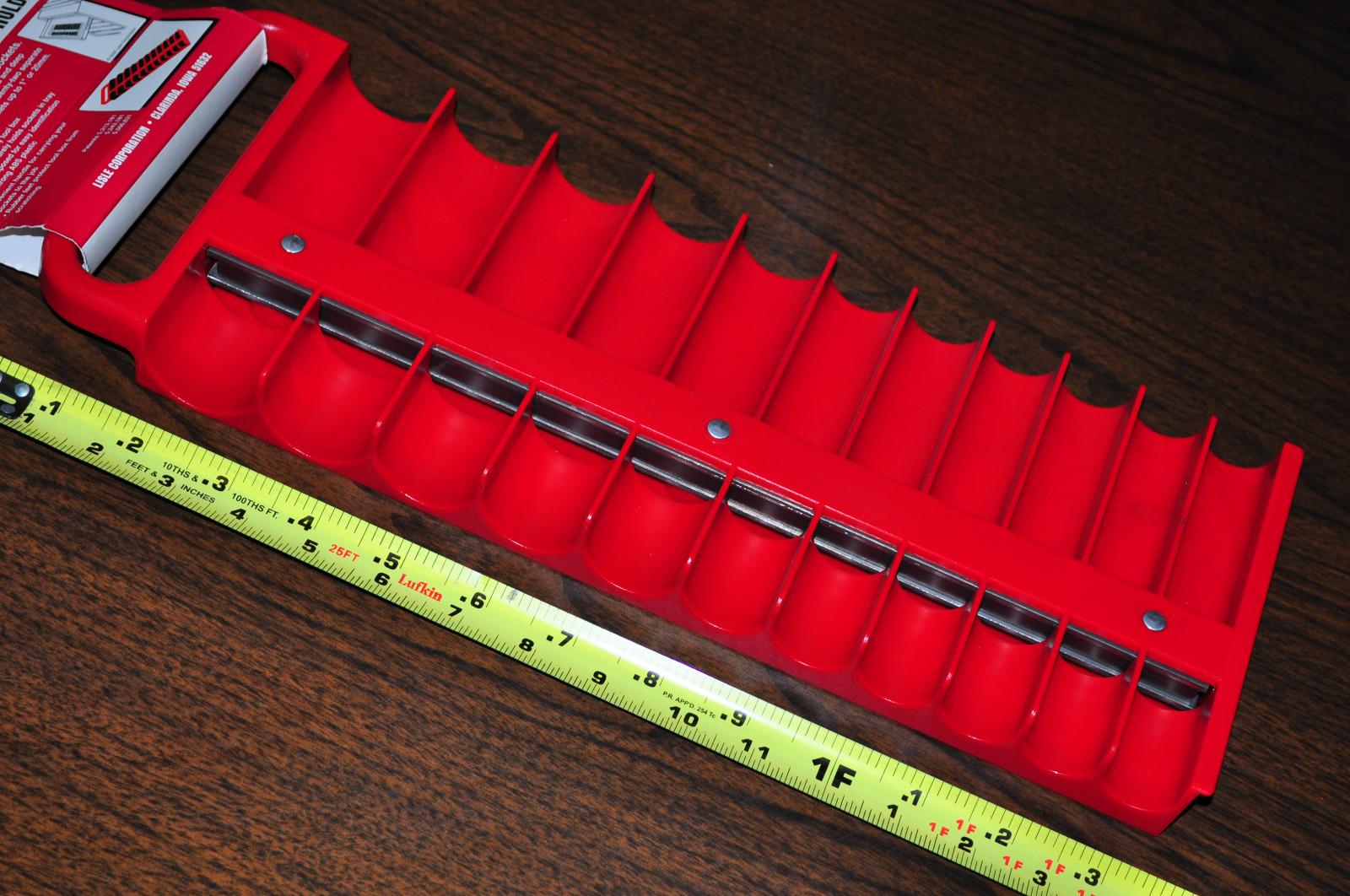 RED PLASTIC 1/2" IN DR DRIVE MAGNETIC SOCKET ORGANIZER STORAGE RACK HOLDER TRAY