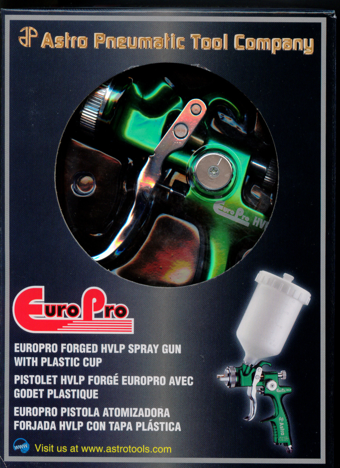 SPRAY GUN HVLP EUROPRO FORGED COMPATIBLE WITH SOLVENT&WATERBONE PAINT 1.3MM Nozz
