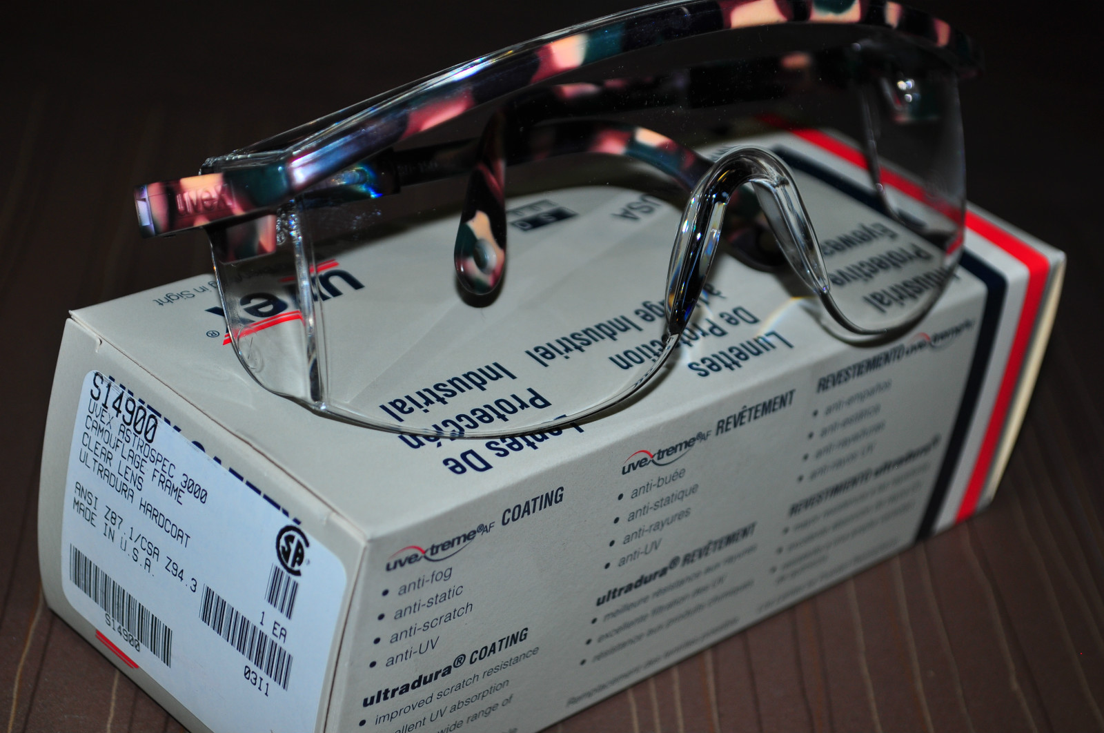 Uvex Eyewear Safety Glasses Astrospec3000 Camouflage Frame Clear Lens S14900 USA