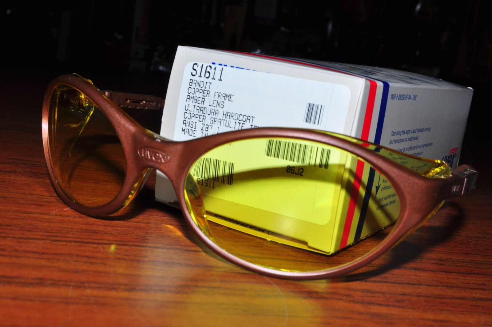 Uvex S1611 Bandit Safety Eyewear Glass Wrap around Copper Frame Amber Lens  USA
