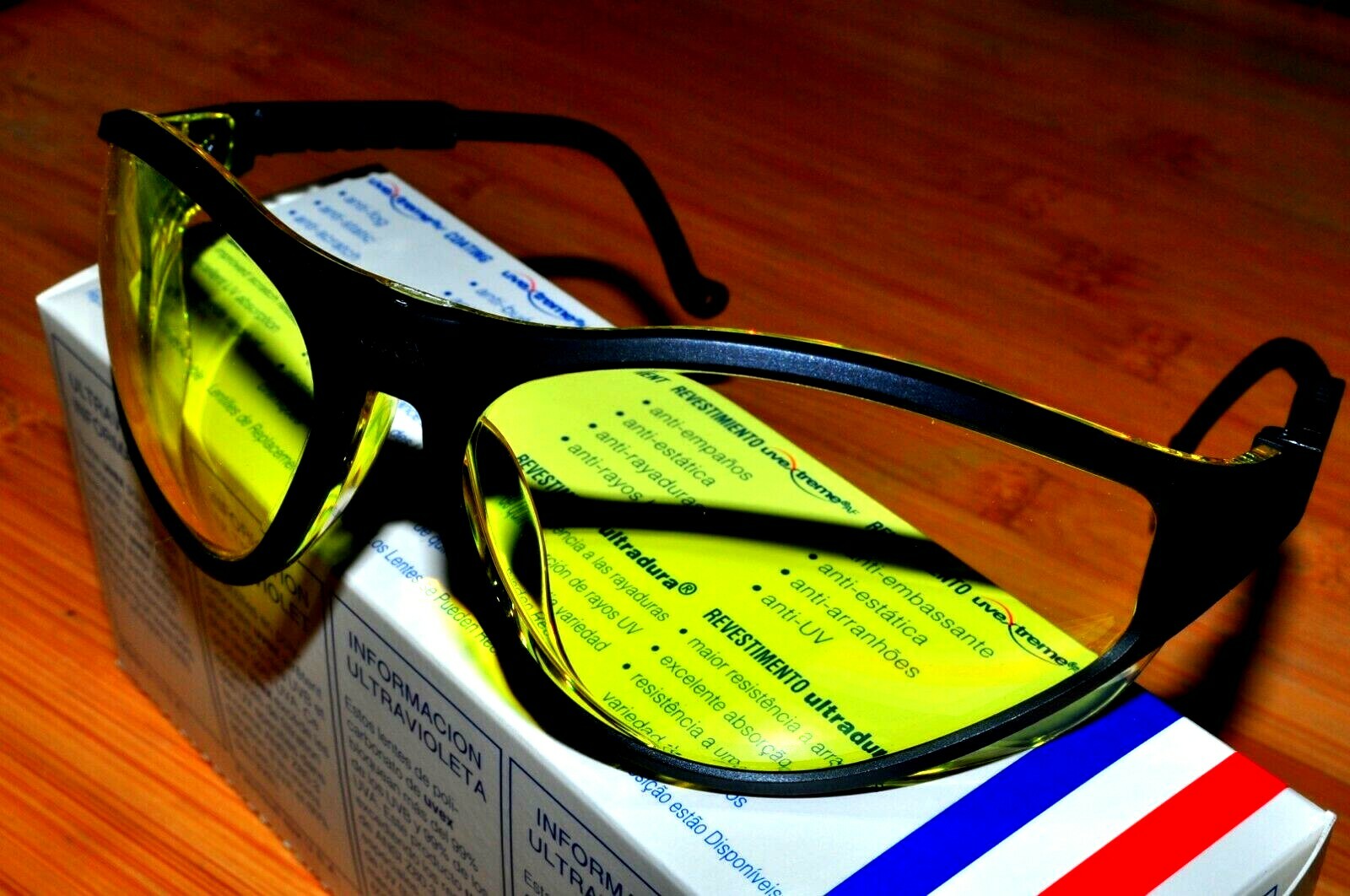Uvex U2 Eyewear Safety Glasses S3102X Black Frame Amber Yelow Lens Made in USA