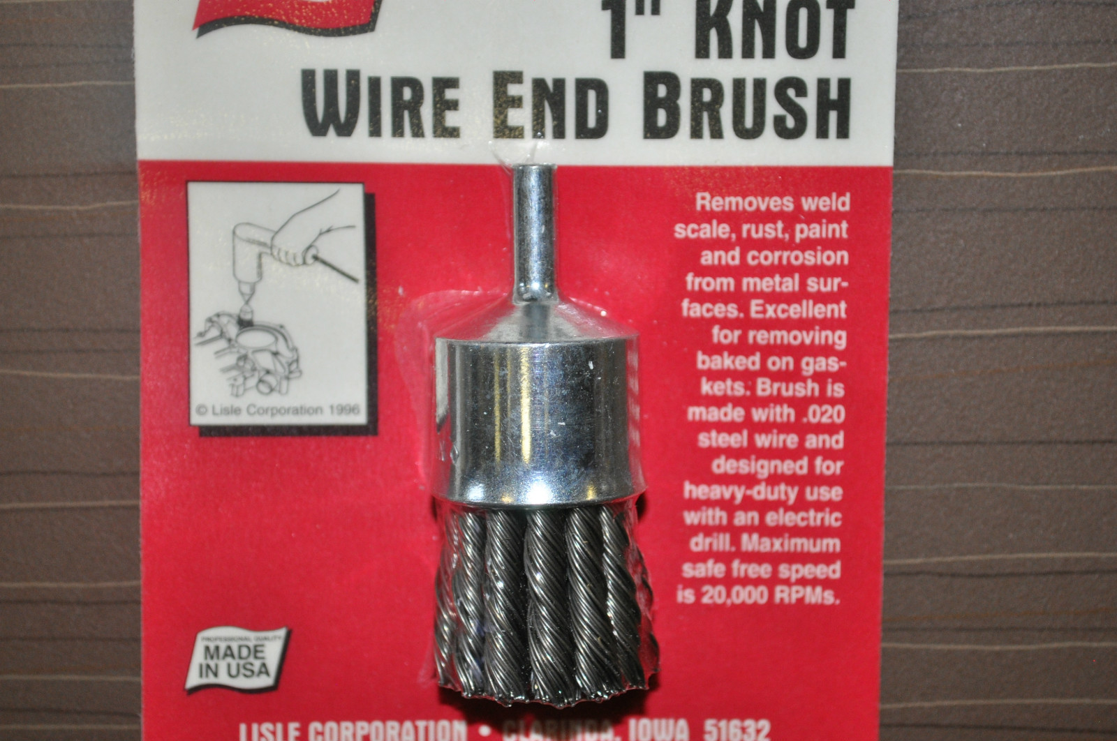Wire End Brush 1" with 1/4" Shank .020" Knot Heat Temper wire Lisle 14040 USA