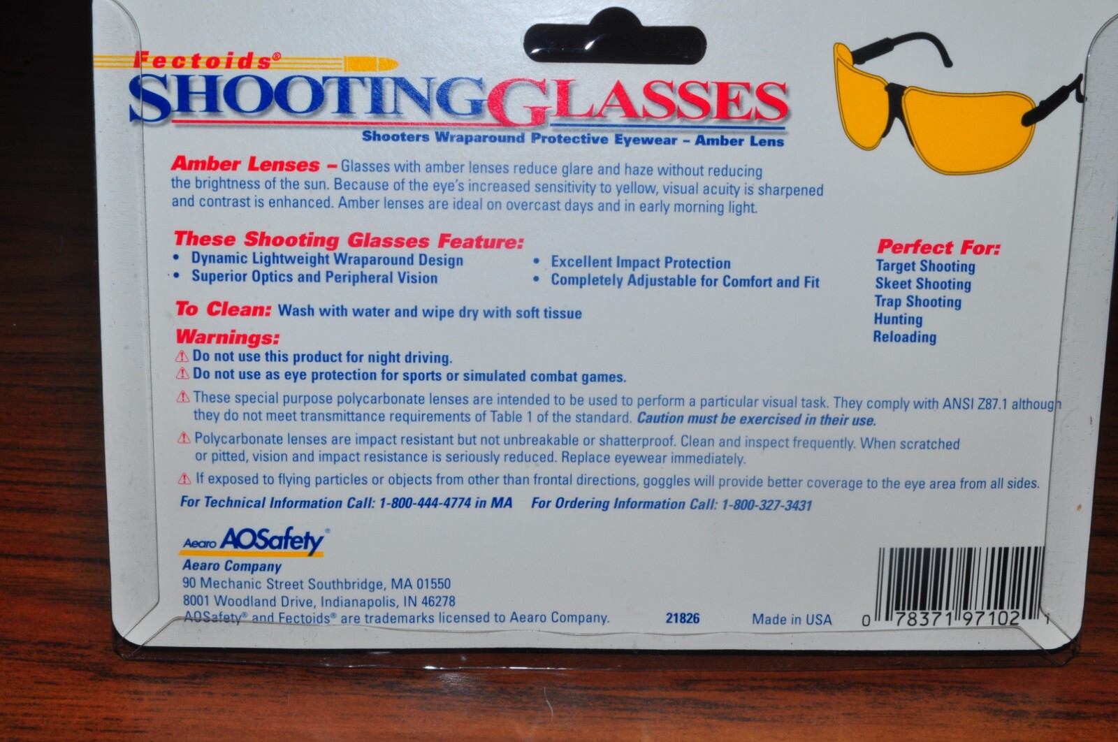 AEARO 97102 Fectoids Shooting Glass Amber Lens Made in USA - Image 10