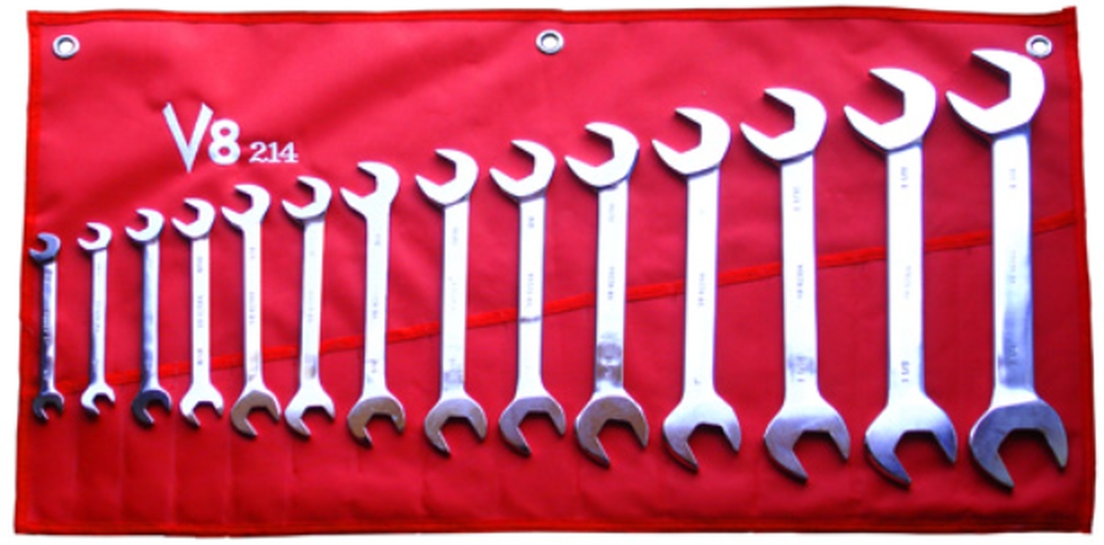 ANGLE WRENCH 14 PCS SET SIZE 3/8" TO 1-1/4" 30 AND 60 DEGREE ANGLE V8 214