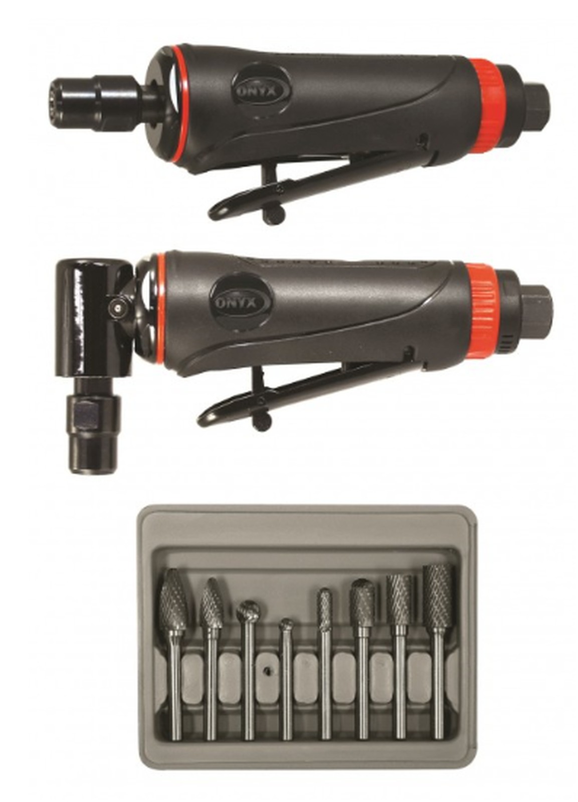 Astro Pneumatic ONYX 3pc Die Grinder Kit-1/4"Angle Die Grinder,Die Grinder Burrs