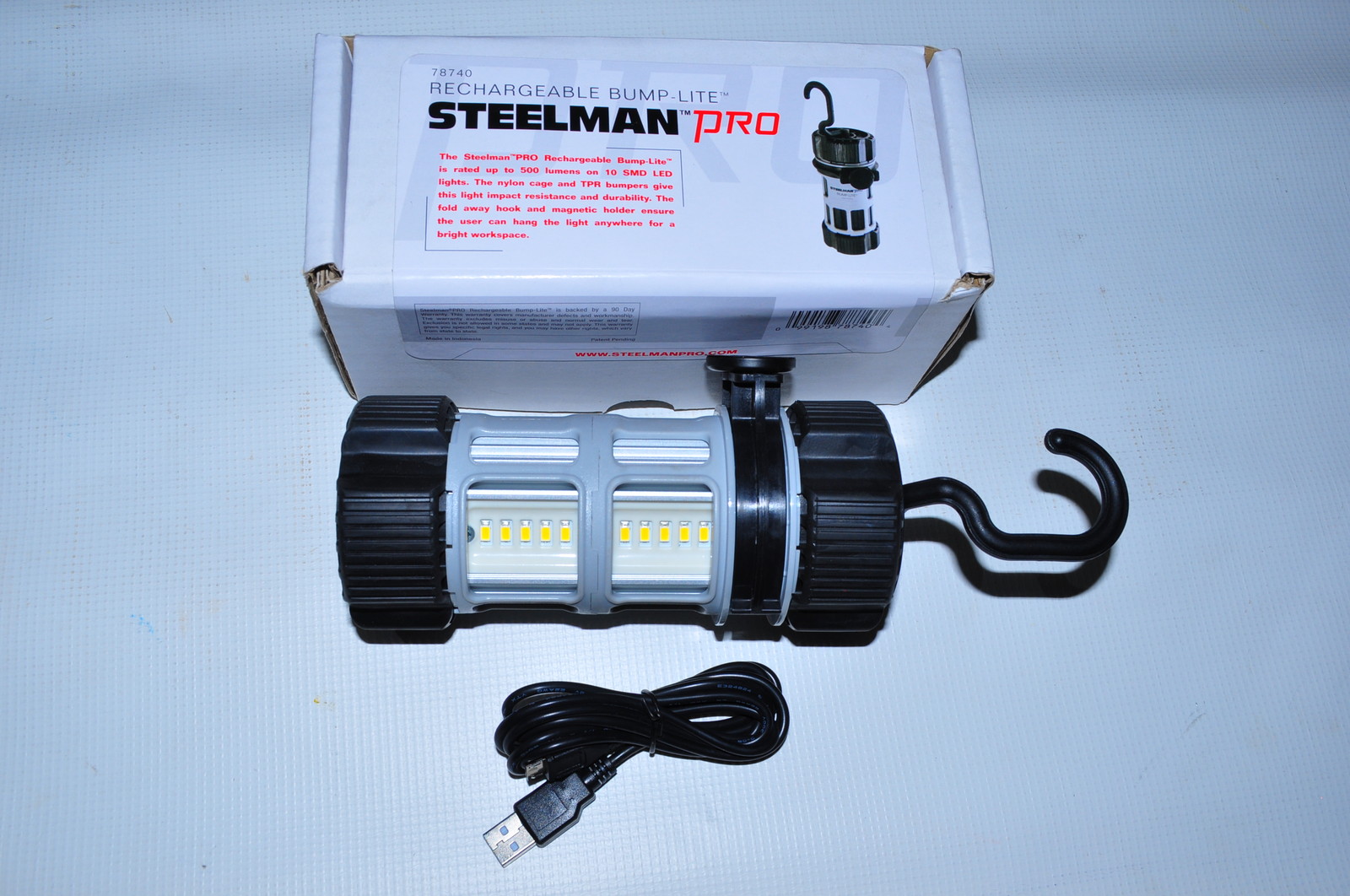 BUMP LITE RECHARGEABLE USB CHARGER CORD. 500 LUMENS MAGNETIC HOLD STEELMAN 78740